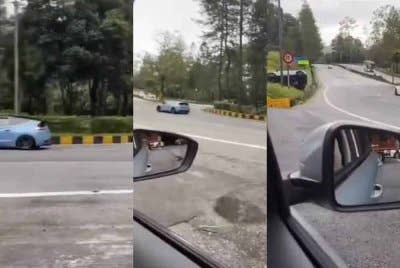 Video tular kereta dipandu lelaki secara melulu sebelum terbabas di Genting Highlands, di sini, pada Ahad.