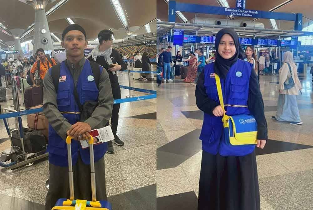 Ahmad Rathomie (kiri) dan Wan Noraisyah terpilih menyertai Program Umrah Percuma Anak Muda Jati Kelantan anjuran Andalusia Travel & Tours Sdn Bhd dengan kerjasama Masjid Imanul Fa'izin.