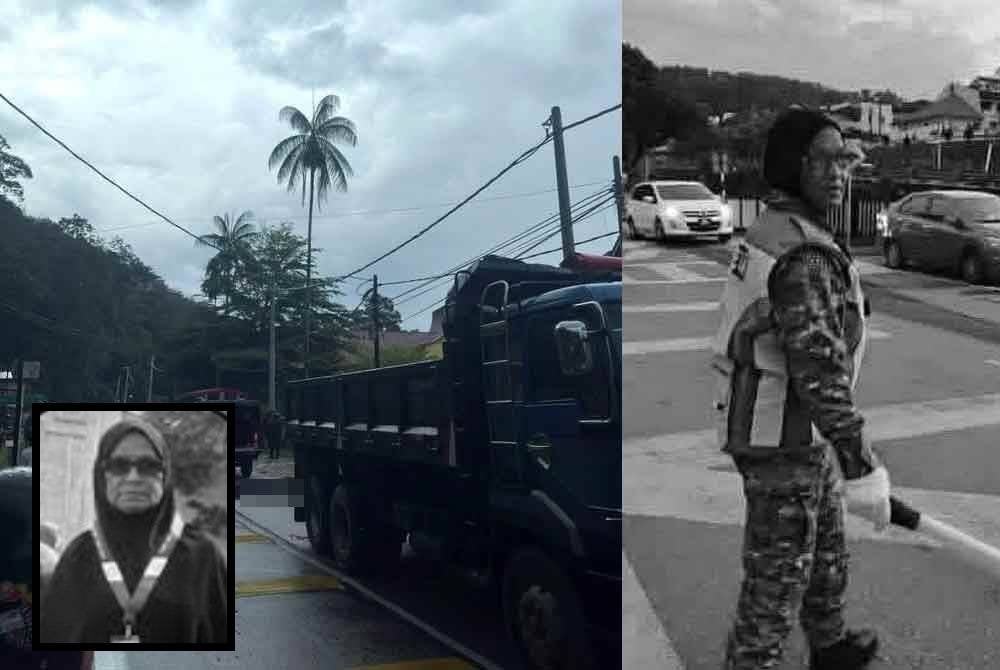 Opah maut selepas dilanggar lori ketika bertugas mengawal lalu lintas acara larian maraton di Batu 10, Jalan Gombak Lama, Sabtu lalu.