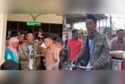 Seorang lelaki warga emas menarik perhatian ramai apabila nekad berbasikal ke Makkah bagi menunaikan ibadah haji. Foto Agensi