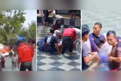 Seorang kanak-kanak lelaki berusia enam tahun lemas selepas tangannya tersangkut pada lubang saluran air kolam renang di sebuah hotel di Pameungpeuk, Garut. Foto sumber FT News Indonesia
