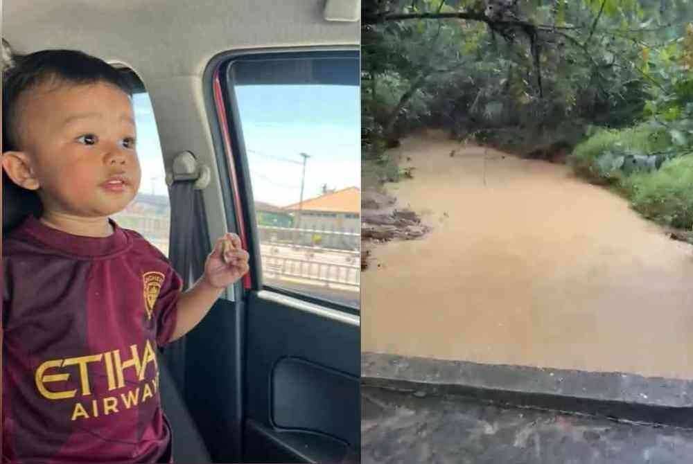 Kanak-kanak lelaki berusia 19 bulan yang hilang dalam kejadian di Kampung Aira, Kuala Tiga di sini berkemungkinan terjatuh ke dalam parit berhampiran rumahnya.