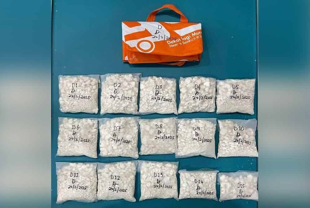 Dadah yang dirampas ketika operasi dijalankan di George Town dan Kulim, Kedah.