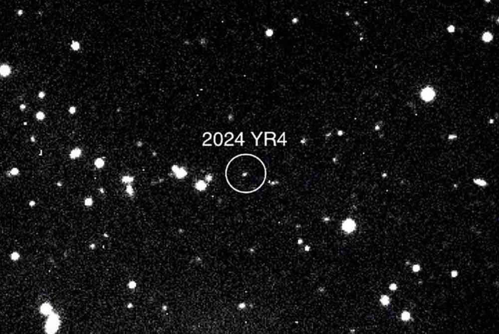 ASTEROID 2024 YR4 yang dapat dilihat menerusi teleskop Magdalena Ridge 2.4m. FOTO AFP/NASA