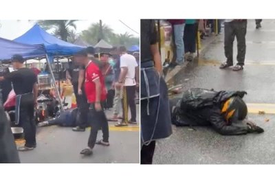 Tangkap layar rakaman video menunjukkan mangsa yang merupakan OKU dipukul dalam insiden di Pasar Tani, Padang Astaka Chukai, Kemaman