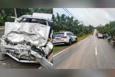 Keadaan kereta mangsa selepas bertembung dengan kereta yang masuk laluan mangsa.