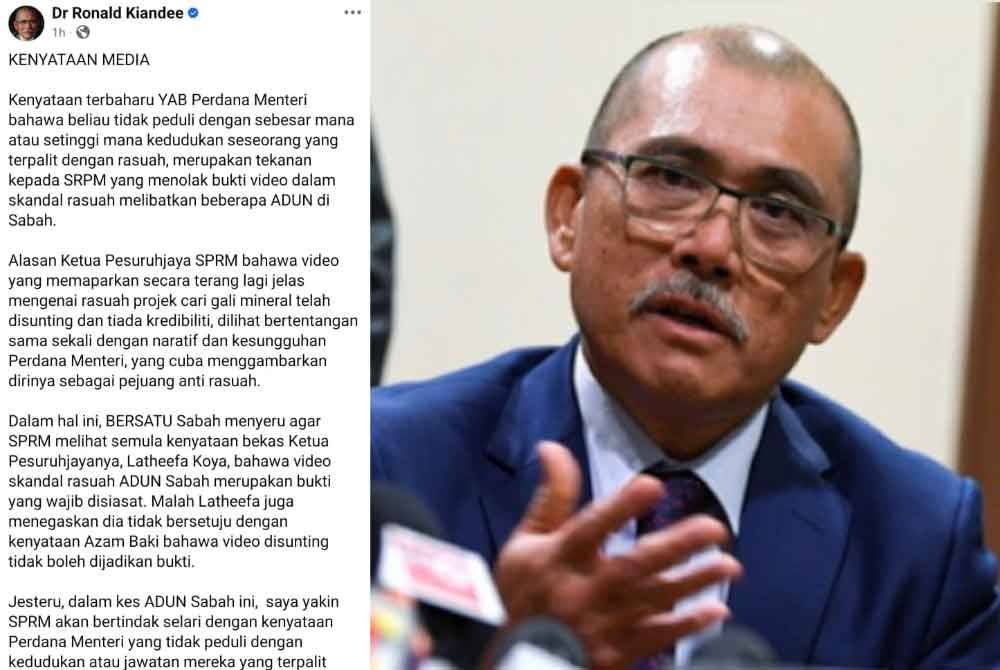 Kenyataan Ronald di Facebook beliau pada Jumaat mengenai kes dakwaan rasuah ADUN Sabah.