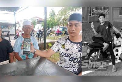 Putra Hafiz Zaidi (kanan) menunjukkan gambar kenangan Muhammad Haziq Uzayr. (Foto kanan)