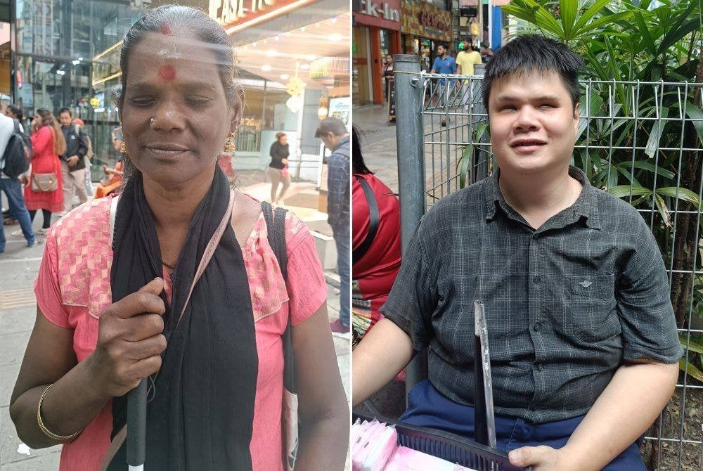 Sarojini (kiri)dan Guan Fatt mendesak kerajaan menyediakan kemudahan lebih mesra di LRT, kawasan awam.