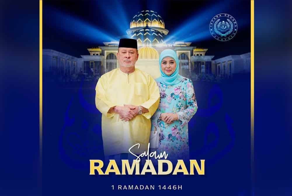 Yang di-Pertuan Agong, Sultan Ibrahim dan Raja Permaisuri Agong, Raja Zarith Sofiah menzahirkan ucapan selamat menyambut Ramadan kepada seluruh umat Islam di Malaysia. - Foto FB Sultan Ibrahim Sultan Iskandar