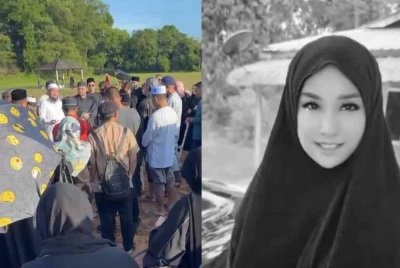 Suasana hiba ketika jenazah Allahyarham dikebumikan di Tanah Perkuburan Islam USJ 22 Subang Jaya, Selangor. Akiko Okimura (kanan).