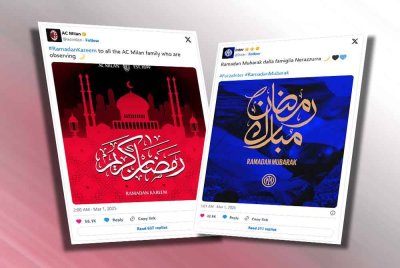 Antara kelab bola sepak yang berkongsi mesej sokongan dan sambutan sempena bulan suci Ramadan di platform media sosial mereka.