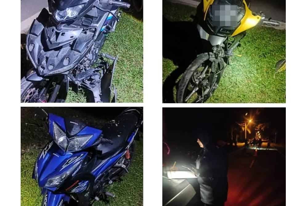 Seorang jurujual kereta maut selepas motosikal yang ditunggangnya hilang kawalan sebelum terseret sejauh 20 meter dalam kejadian di Felda Palong 2 di sini pada Sabtu. - Foto: PDRM
