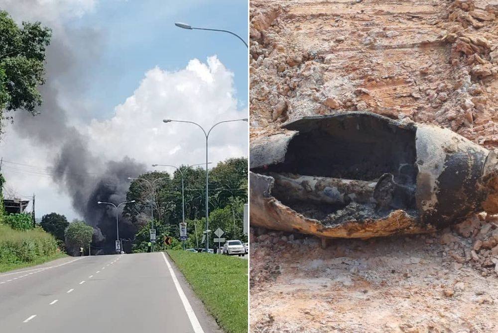 Proses memusnahkan bom lama tinggalan Perang Dunia Kedua di lakukan di lokasi bom itu ditemui di Kinarut, Papar.