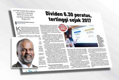 Prestasi dividen KWSP dijangka terus cemerlang untuk tempoh tiga tahun akan datang. Foto kecil: Baharom