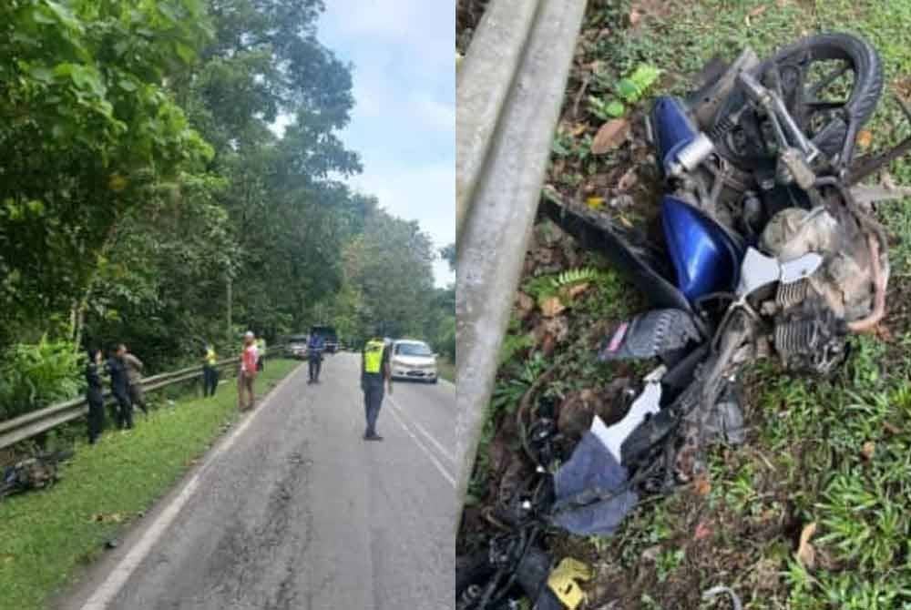 Lokasi kemalangan di Jalan Maran-Bandar Jengka yang meragut nyawa mangsa pada Isnin. Foto Polis Maran