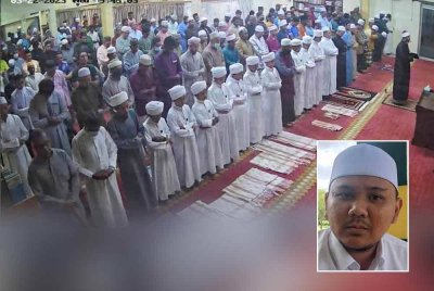 Muhammad Amir Fawwaz menjadi imam solat tarawih di sebuah masjid di Karak. Gambar kecil: Muhammad Amir Fawwaz
