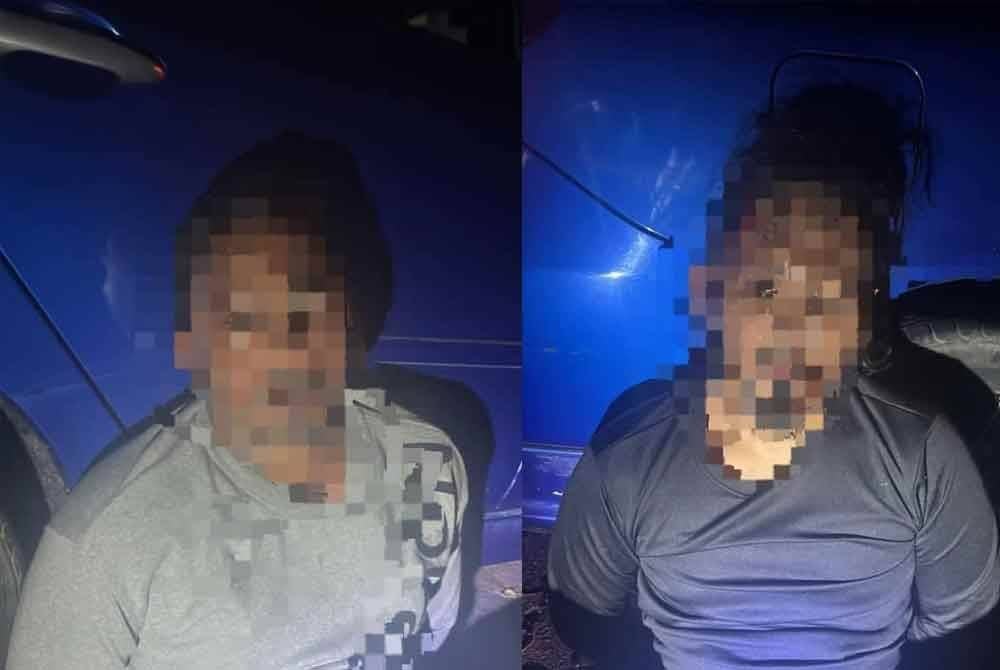 Suspek yang melarikan diri ketika diarahkan berhenti untuk pemeriksaan akhirnya berjaya ditahan di hadapan IPD Kota Tinggi pada awal pagi Rabu. - Foto IPD Johor Bahru Selatan