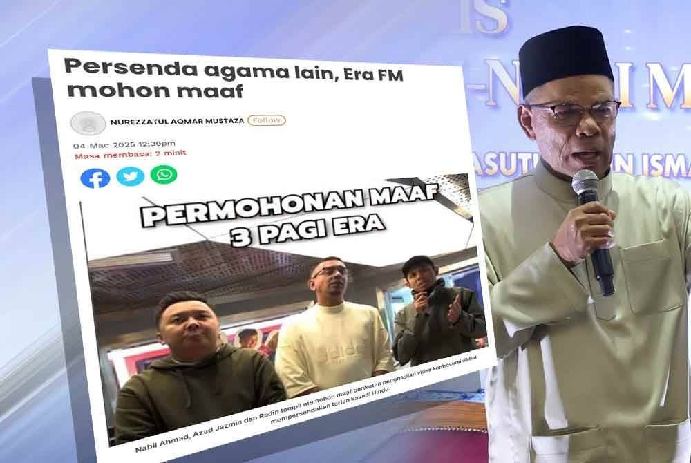 Saifuddin (kanan) berucap pada Majlis Penerapan Nilai-Nilai Murni di Kompleks Setia Perkasa pada Rabu. Laporan Sinar Harian mengenai penyampai radio Era FM tampil memohon maaf berikutan penghasilan video kontroversi dilihat mempersendakan tarian kavadi Hindu.