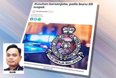 Laporan berita mengenai 20 lelaki yang merusuh dan diburu polis sebelum ini. 
