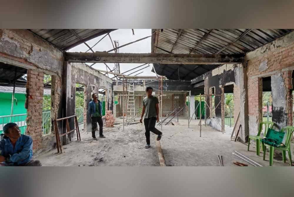 Asrama lelaki MTAJ yang terbakar pada 31 Disember tahun lalu.