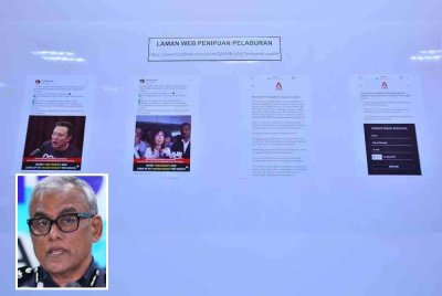 Laman web disyaki penipuan pelaburan yang dikesan JSJK Bukit Aman. (Gambar kecil: Ramli)