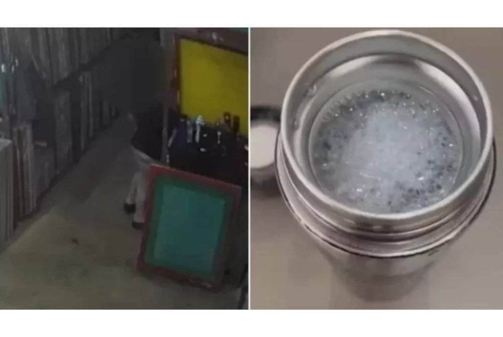 Rakaman CCTV menunjukkan suspek menceroboh kawasan khas pengurusan yang menyimpan bahan kimia di kilang di bandar Abadia de Goias. Foto Agensi