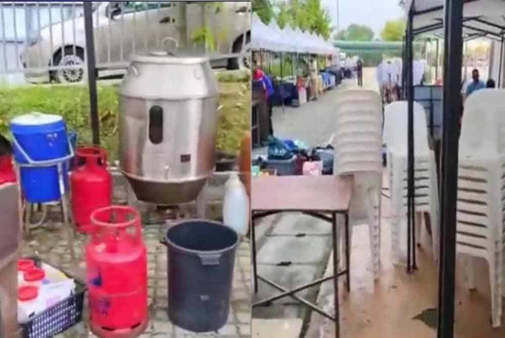 Tangkap layar video tular memaparkan peniaga tidak dapat meneruskan jualan juadah Ramadan berikutan khemah di festival telah ditutup.