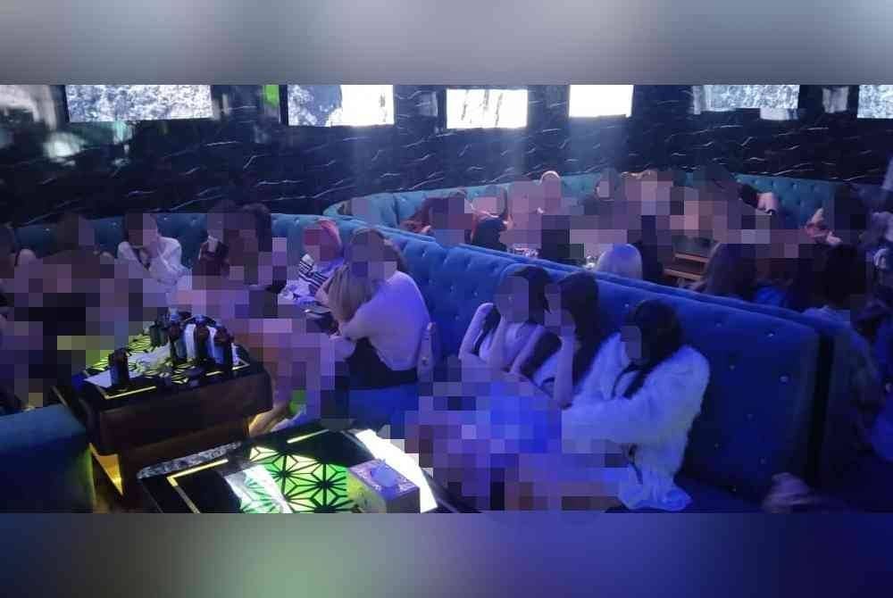 Antara wanita warga asing yang ditahan dalam serbuan Op Noda di sebuah pusat hiburan di ibu negara pada Jumaat.