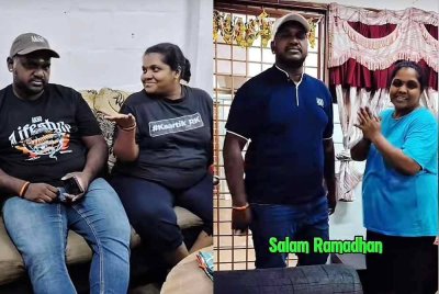 Rekka (kanan) bersama suaminya sering memuat naik hantaran video berpuasa di bulan Ramadan. Kredit TikTok @kaartik_rk.