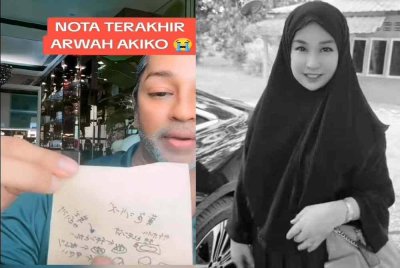 Ridzuan Ridzokumura berkongsi nota terakhir yang ditinggalkan Allahyarham Akiko Okumura sebelum meninggal dunia dalam siaran langsung di TikTok pada Jumaat.