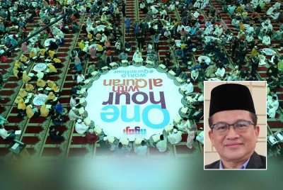 World #QuranHour mengajak orang ramai untuk berinteraksi dengan al-Quran melalui baca, faham dan amal. Foto kecil: Mohd Ajib