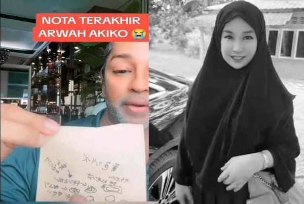 Ridzuan Ridzokumura berkongsi nota terakhir yang ditinggalkan Allahyarham Akiko Okumura sebelum meninggal dunia dalam siaran langsung di TikTok pada Jumaat.