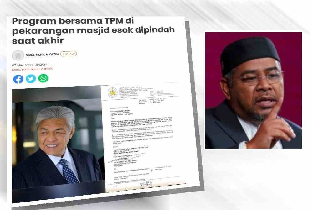 Laporan Sinar Harian mengenai program Santunan Kasih Ramadan anjuran KKDW bersama FELCRA yang dijadual diadakan di pekarangan Masjid Kampung Kuala Akob pada Sabtu terpaksa dipindahkan. Gambar kecil: Khairuddin