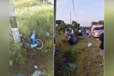 Kemalangan maut yang membabitkan sebuah motosikal dan kereta Honda Civic di Jalan Dato Kayaman, Beseri dekat Padang Besar pada Jumaat.