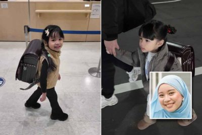 Beg sekolah 'randoseru' sesuai dijadikan alternatif untuk pelajar di Malaysia dalam mengurangkan masalah tulang belakang akibat beban beg berat. Gambar kecil: Intan Nur Izzati