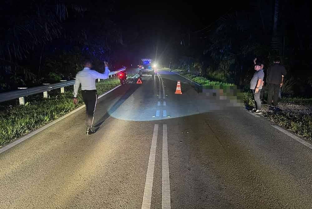 Lokasi kemalangan maut membabitkan seorang anggota polis. Foto ihsan polis