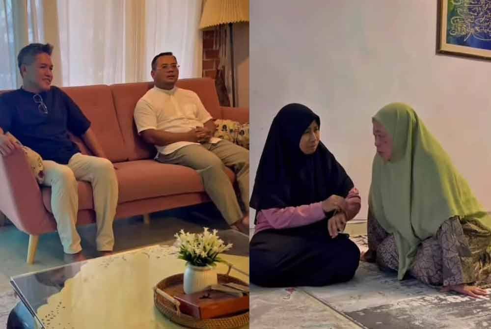 Amirudin (kanan) menziarahi keluarga salah seorang pelajar Selangor yang dilaporkan terbabit kemalangan di Jordan.