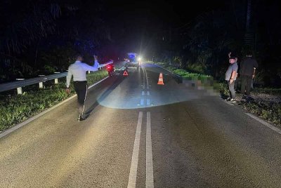 Lokasi kemalangan maut membabitkan seorang anggota polis. Foto ihsan polis