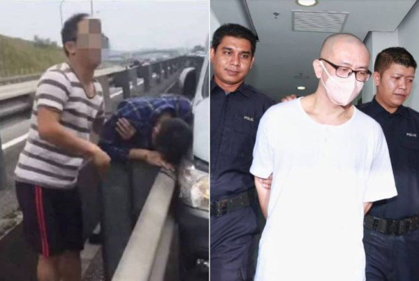 Tangkap layar video yang tular di media sosial berhubung kemalangan membabitkan Syed Danial pada 2019 lalu. Gambar kanan: Yew Wei Liang (tengah) ketika dibawa ke mahkamah. Gambar fail