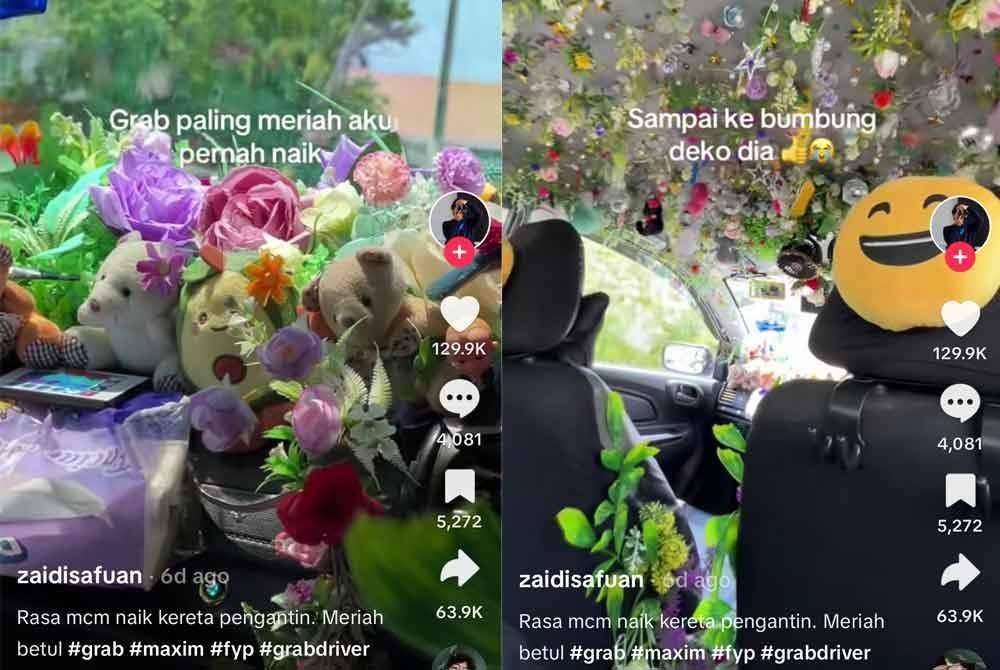 Keadaan sebuah kereta yang menawarkan perkhidmatan e-hailing di Pulau Labuan.