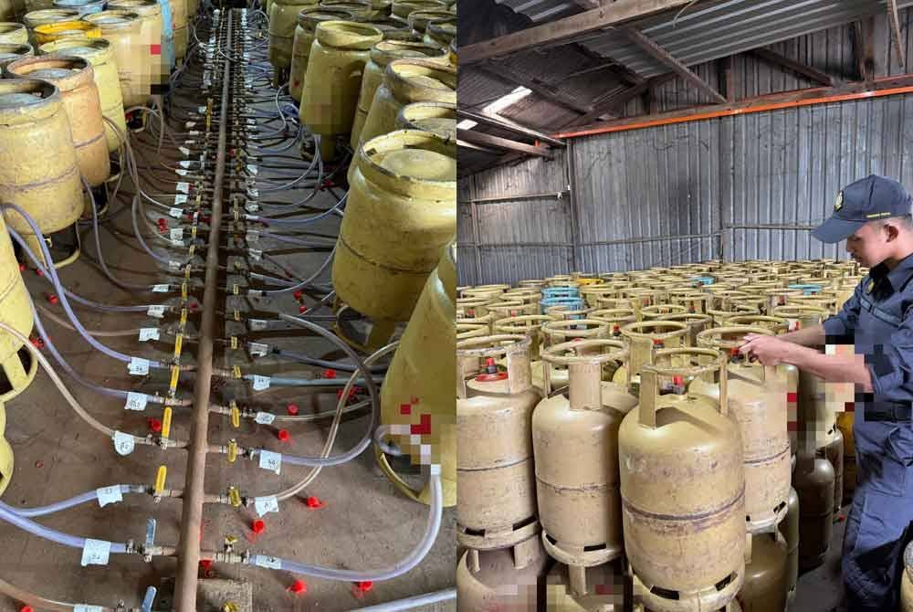 Sindiket penyelewengan LPG di sebuah stor di Ulu Tiram tumpas selepas diserbu KPDN Johor pada Selasa. - Foto KDPN Johor