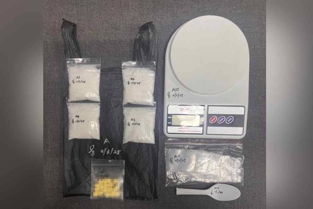 Dadah yang dirampas daripada ketujuh-tujuh suspek pada malam Selasa.