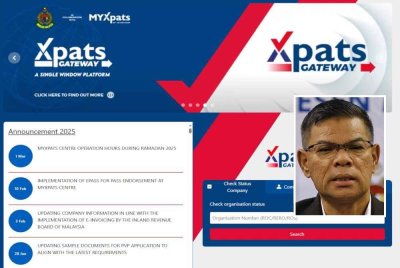 Permohonan boleh dibuat menerusi https://xpatsgateway.com.my/. Gambar kecil: Saifuddin Nasution