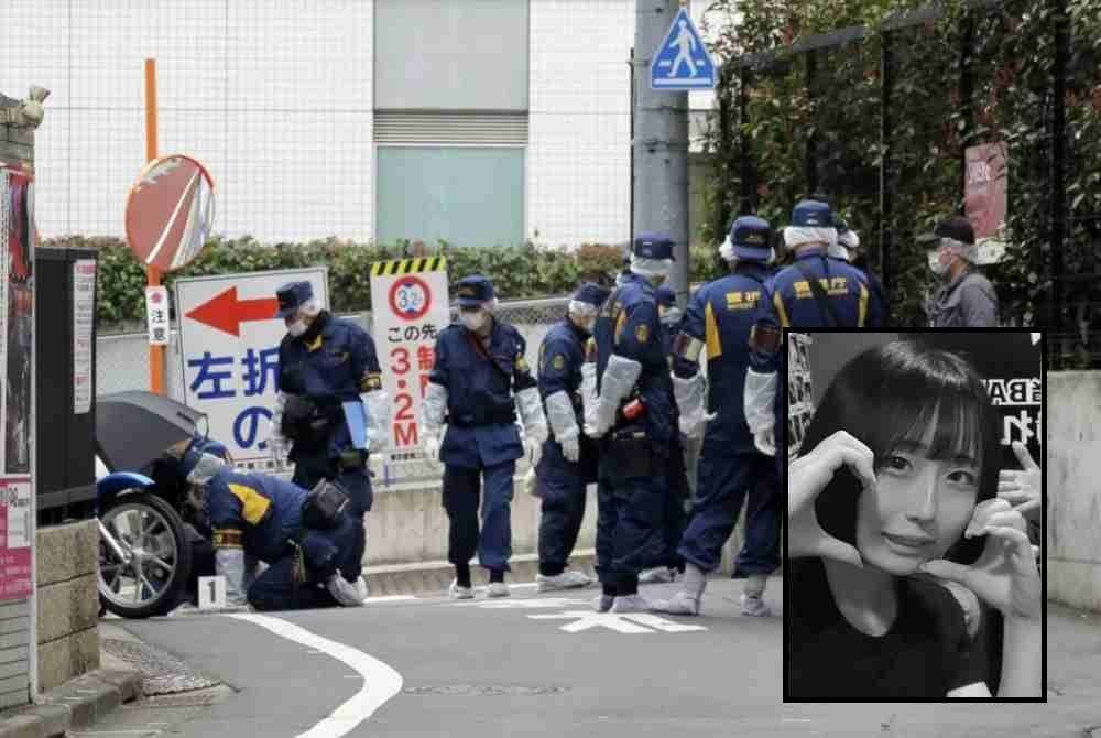 Airi (gambar kecil) ditikam oleh Kenichi berhampiran Stesen Takadonababa di Shinjuku Ward sekitar jam 9.50 pagi. Foto Kyodo News