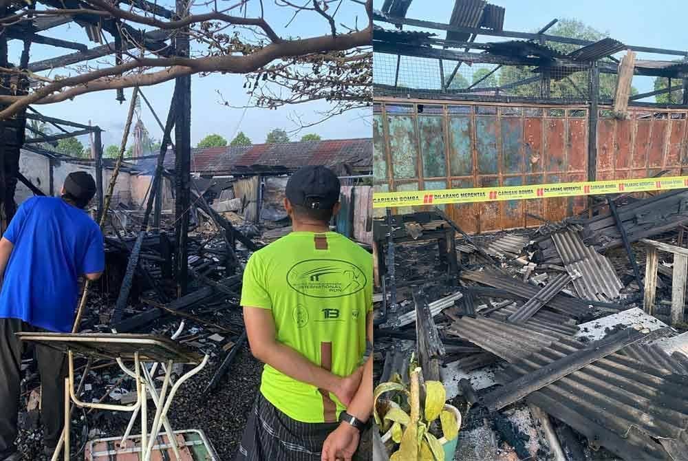 Kafe di Dungun musnah terbakar 100 peratus dalam kejadian awal pagi Ahad. Foto Wan Akmall Izatt