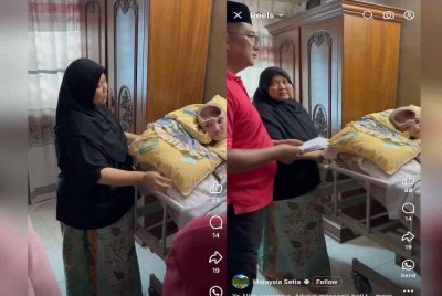 Tangkap layar video dimuat naik pengguna Facebook memaparkan NoorFarleny menjaga adiknya, NoorHidayah yang terlantar akibat kemalangan. Kredit: MatNo Daud II dan TikTok @effa.farleny
