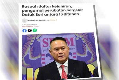 Laporan Sinar Harian mengenai SPRM menahan 16 individu kerana disyaki terlibat dalam rasuah membabitkan pendaftaran lewat kelahiran.