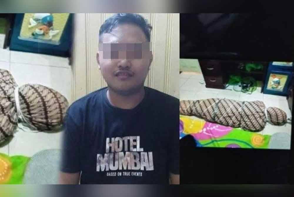 Gilang Bungkus pernah ditahan pihak berkuasa pada 2020 kerana membungkus mangsanya seperti pocong. Foto Agensi