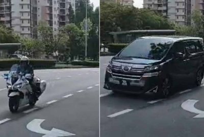 Ismail Sabri menaiki kenderaan jenis Toyota Vellfire berwarna hitam dan diiringi kenderaan peronda PDRM.